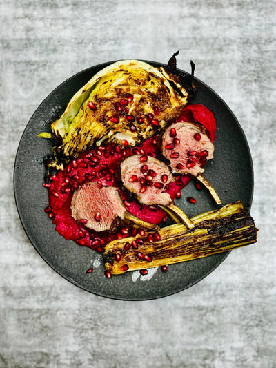 Rack of Lamb with Beetroot & Macadamia Purée