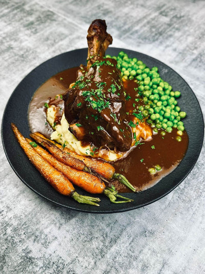 Slow-Cooked Tassie Lamb Shanks in Red Wine