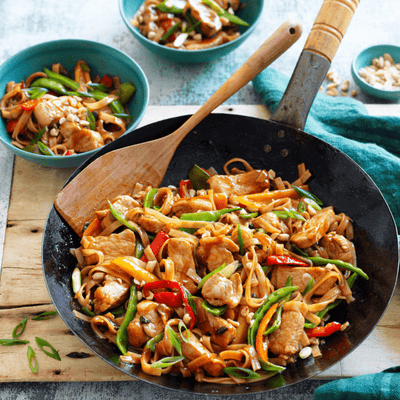 Hoisin pork veggie & noodle stir-fry